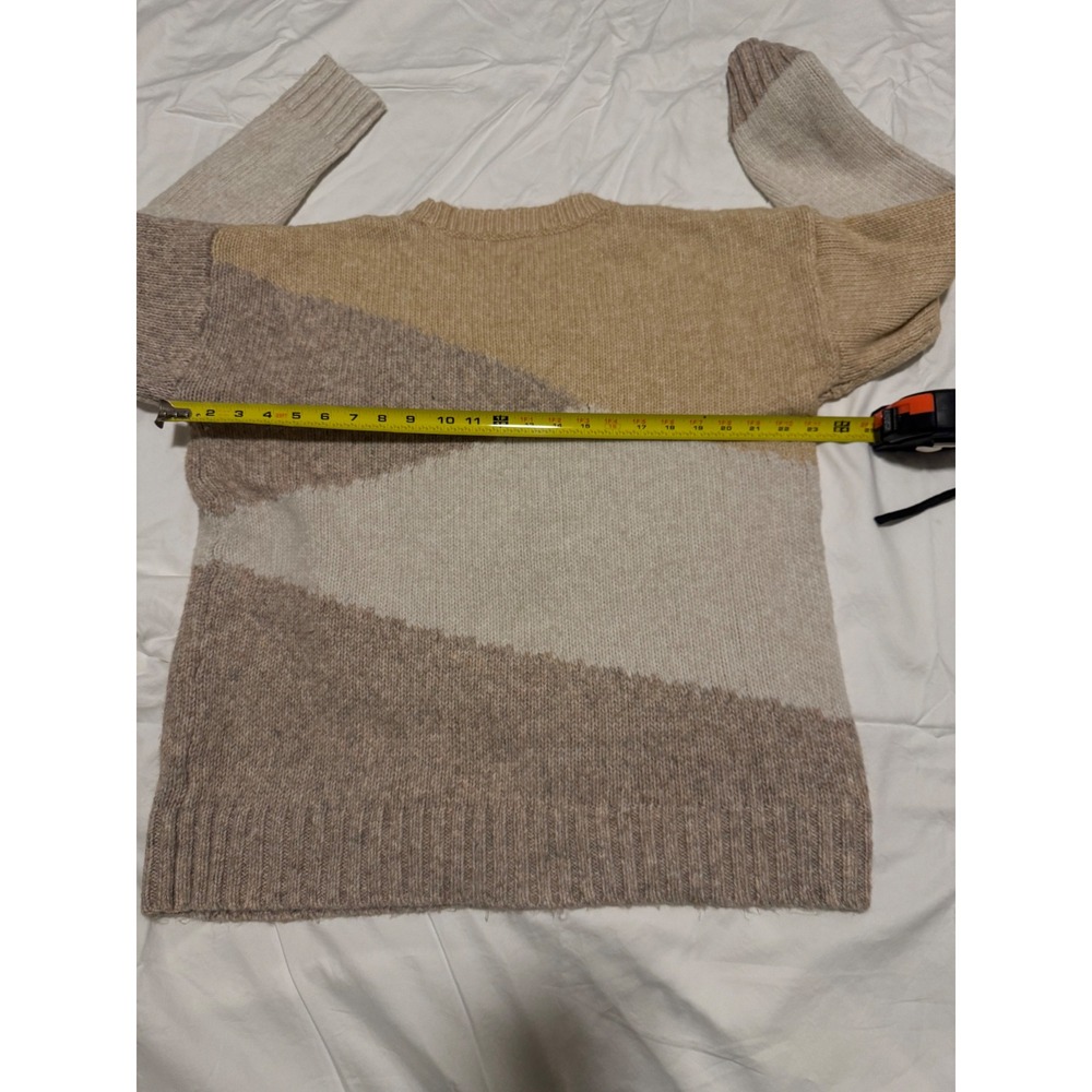 Skye's The Limit Womens Colorblock Knit Sweater Tan Taupe Crew Neck XL